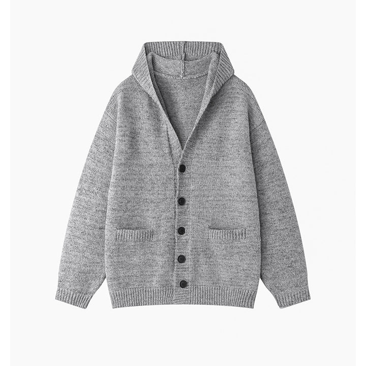 Ladies comfortable cardigan with open collar and practical pockets Lune London
