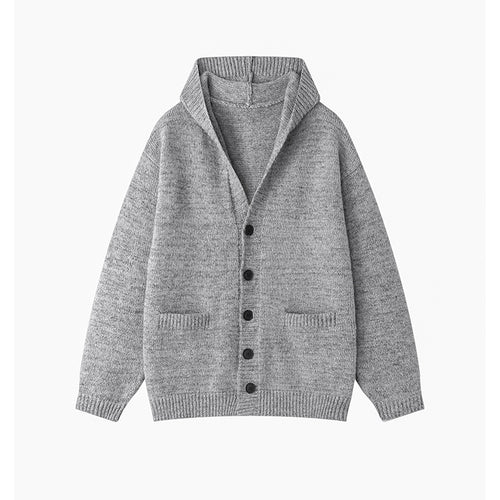 Ladies comfortable cardigan with open collar and practical pockets Lune London