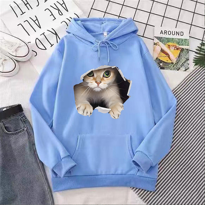 Women's hoodie with creative cat design Chic & Stil 1772612757