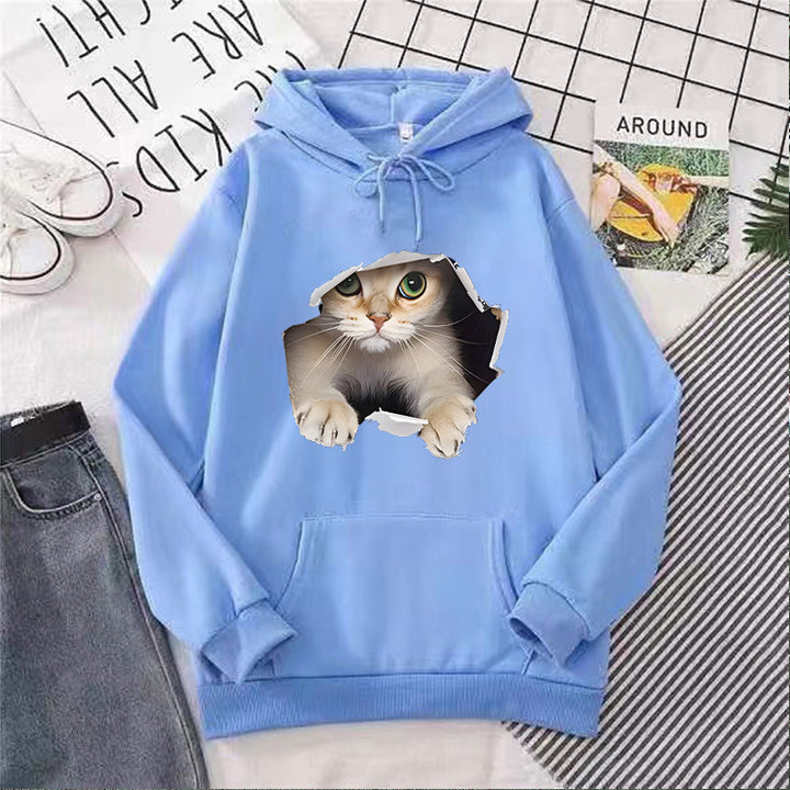 Women's hoodie with creative cat design Chic & Stil 1772612757
