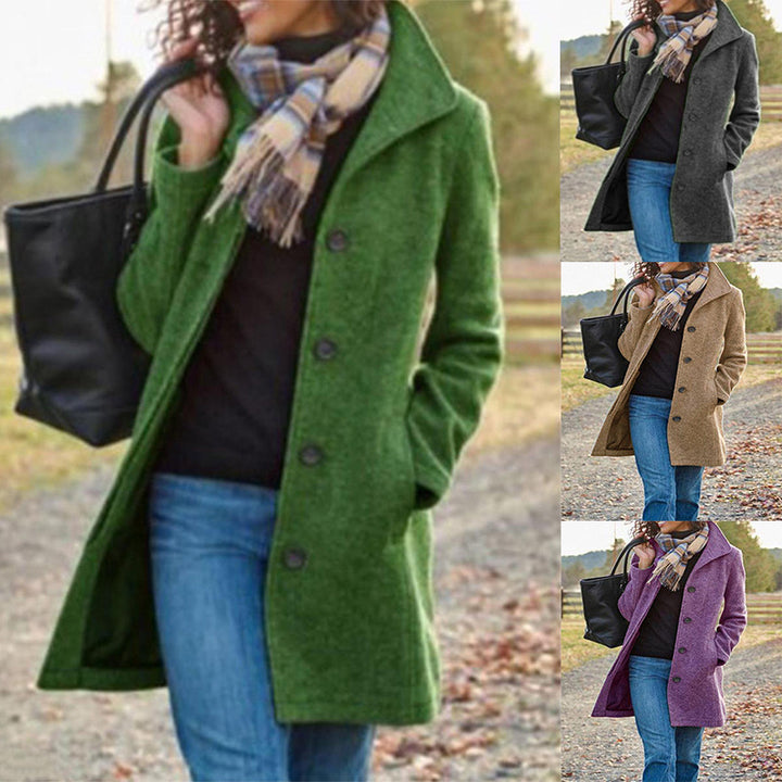 Elegant wool coat for women with classic lapels Lune London