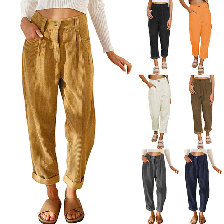 High-waisted corduroy pants for women with a relaxed fit Lune London