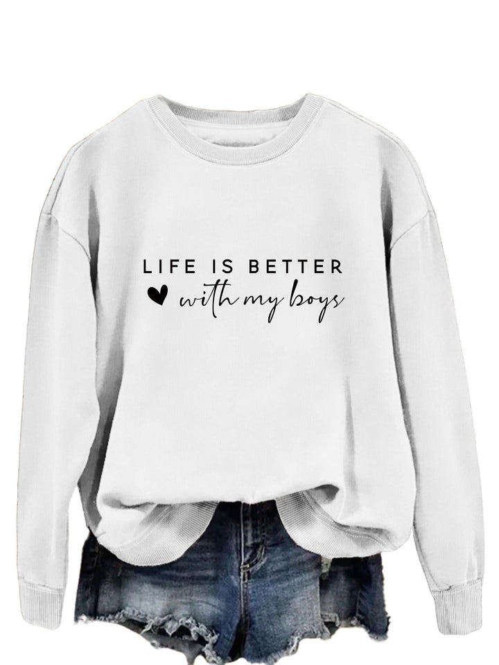 Pull femme confortable à col rond avec impression inspirante Chic & Stil