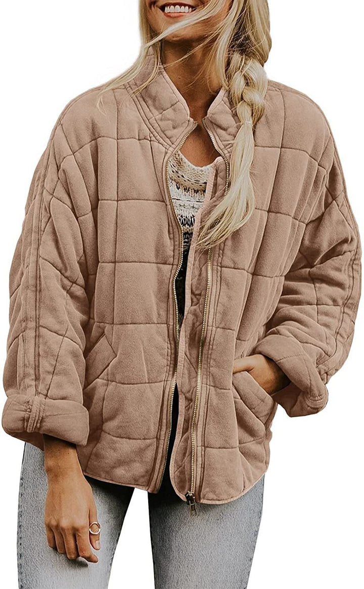 Quilted jacket for women with high collar and practical pocket Lune London