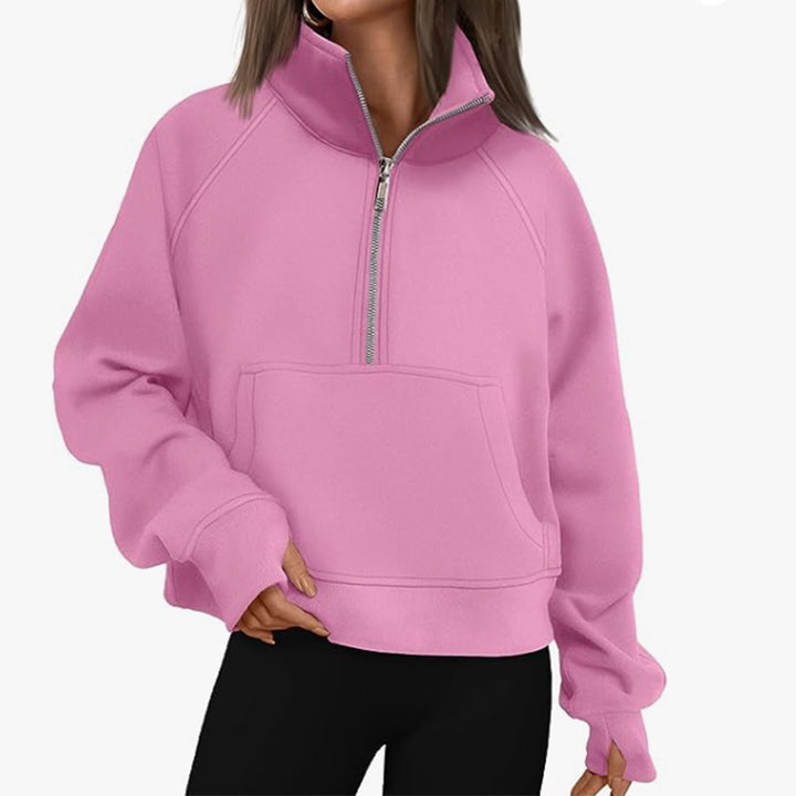 Women's sweatshirt with high collar and half-zip Lune London