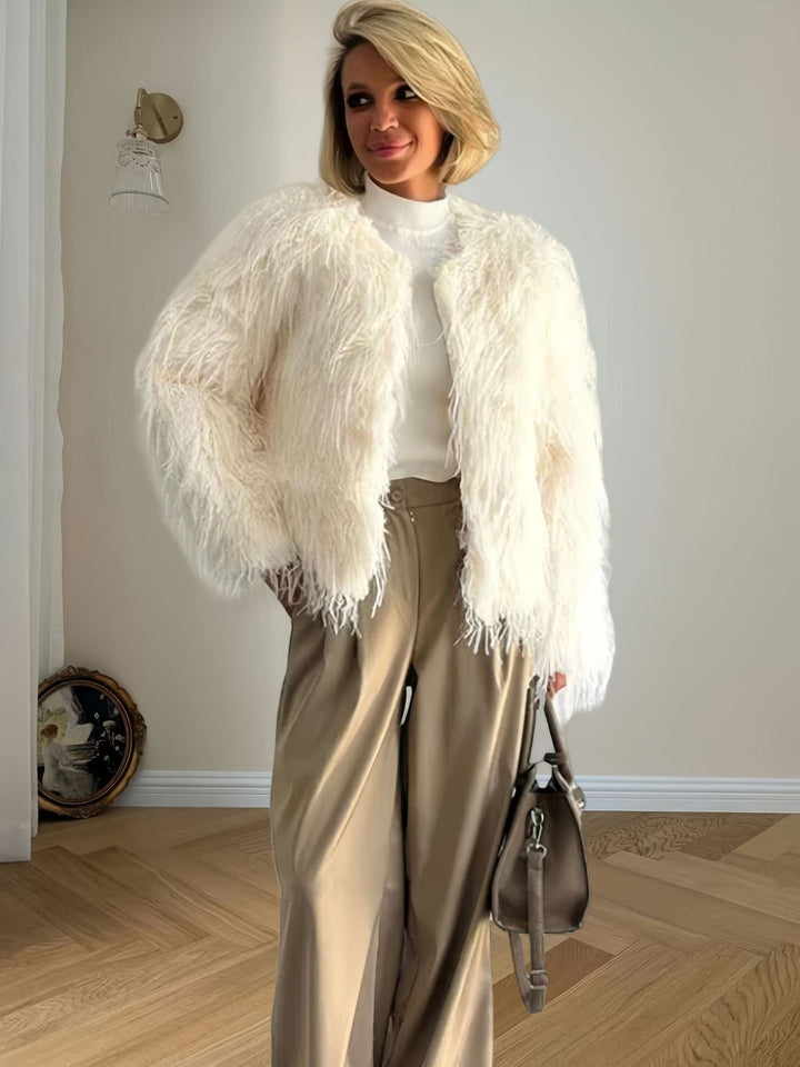 Ladies Chic and Stylish Oversized Sleeve Faux Fur Jacket