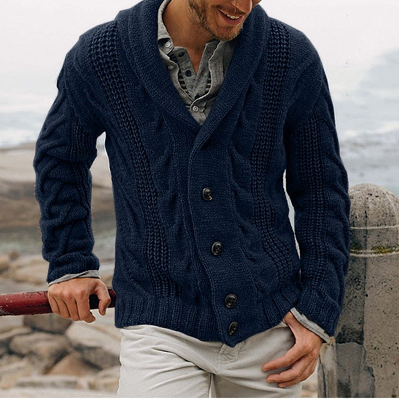 Lune London | Men's Cardigan with Coarse Pattern and Elegant Lapel