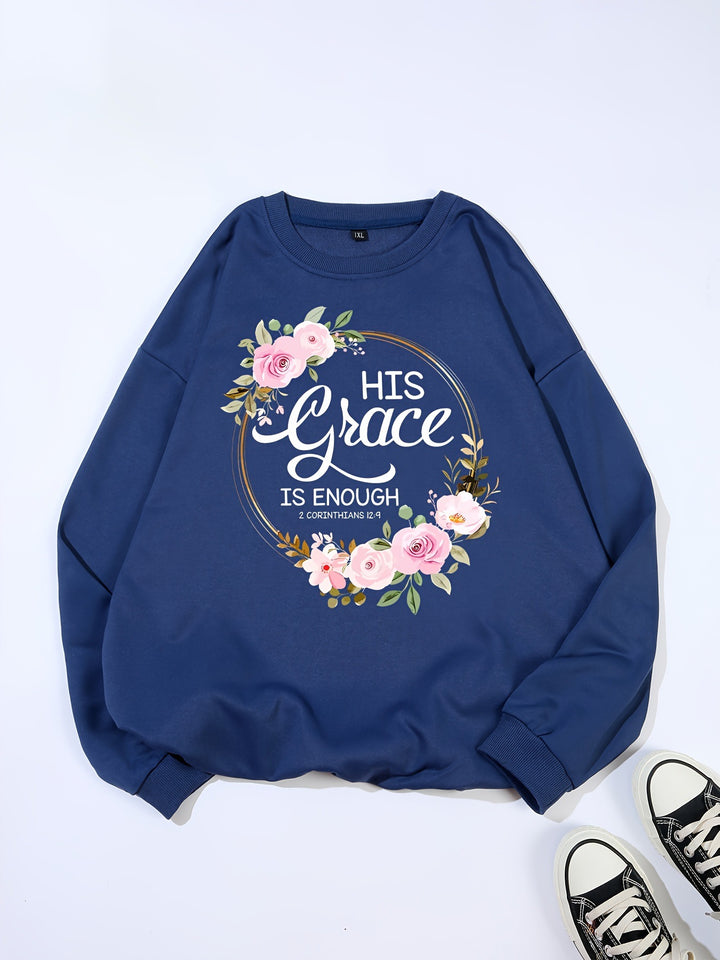 Sweat-shirt pour femmes avec lettres motivantes et design floral Chic & Stil