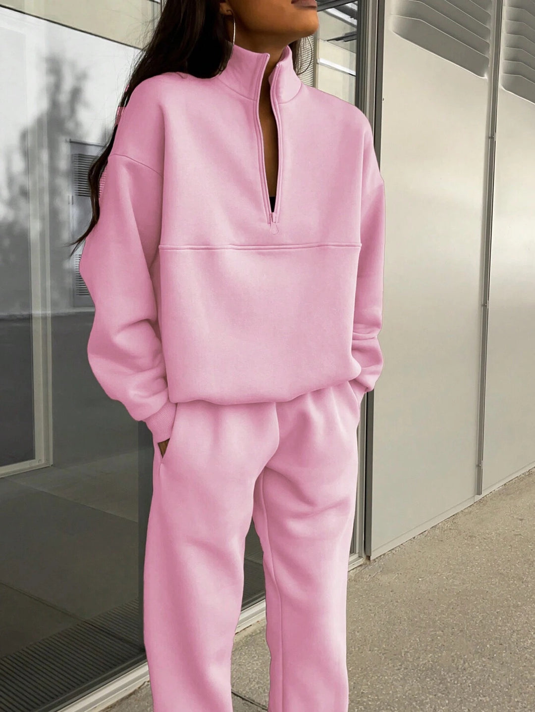 Women Comfortable High Neck Sweatshirt Set and Loose Pants Lune London