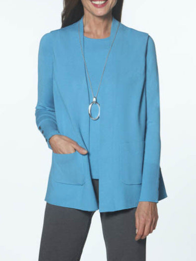 Trendy knit jacket for women with rolled collar and pockets Lune London