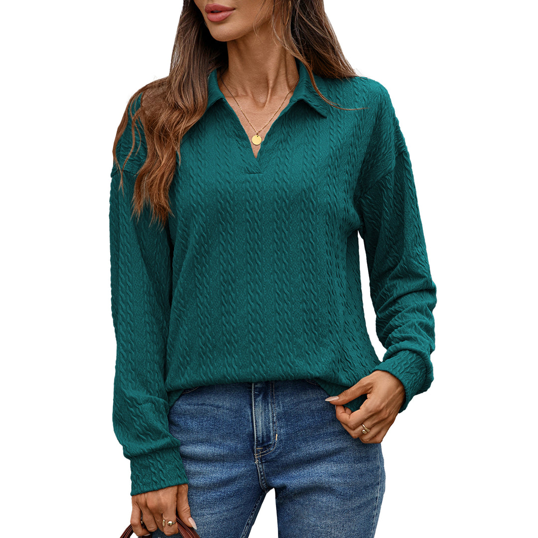 Long sleeve polo shirt for women with structured knitted surface Lune London