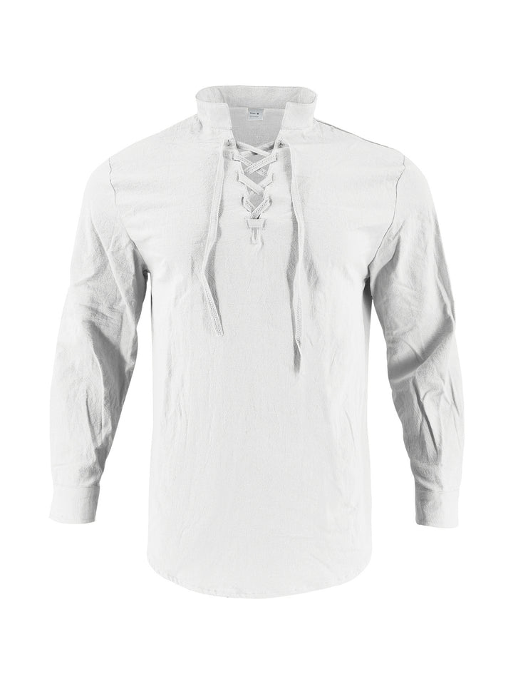 Long sleeve shirt for men with fashionable laces and high collar Lune London