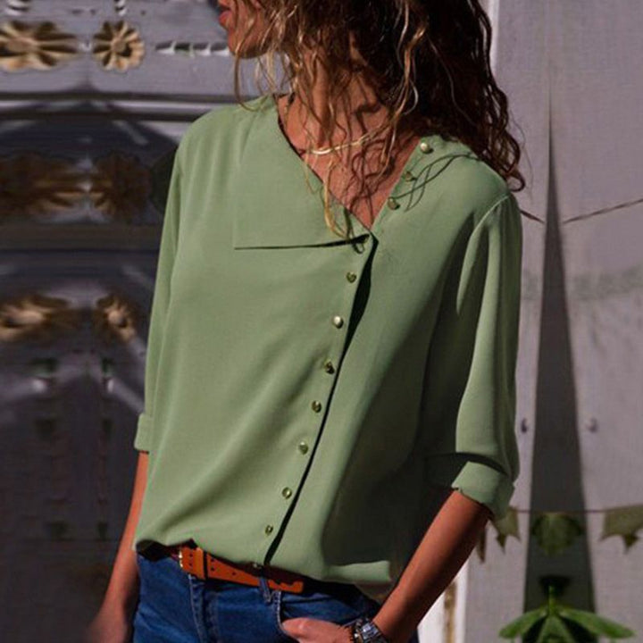 Ladies Buttoned Relaxed Fit Blouse Chic and Style