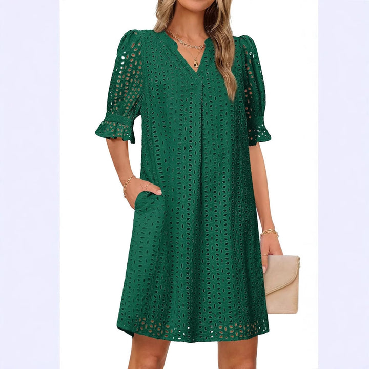 Fluid summer dress for women with elegant lace details Lune London