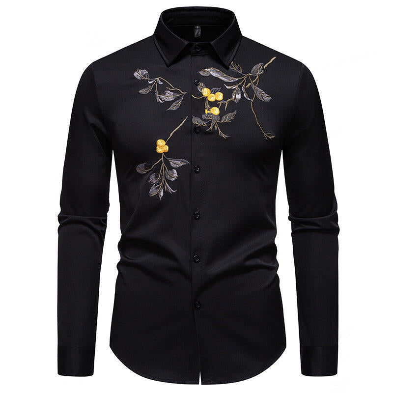 Elegant Embroidered Long Sleeve Shirt for Men Chic und Stil