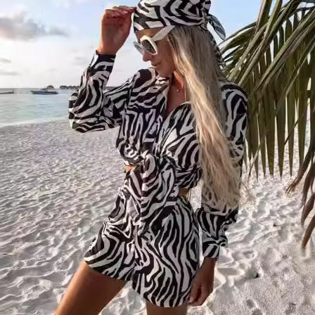 Women's Luxurious Printed Crop Top and Chic Shorts Set