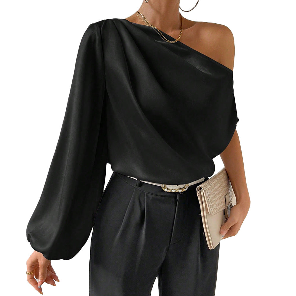 Asymmetrical top for women with elegant puff sleeves Chic & Stil