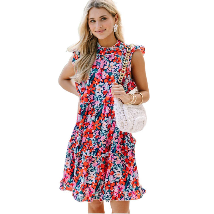 Women Ruffled Floral T-shirt Midi Dress Lune London