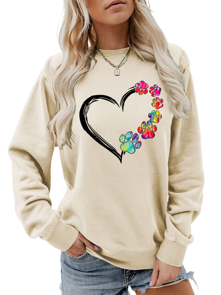 Sweatshirt pour femmes avec design créatif de cœur en forme de patte Chic & Stil