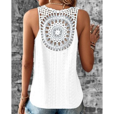 Lune London Women's Crochet Back Tank Top