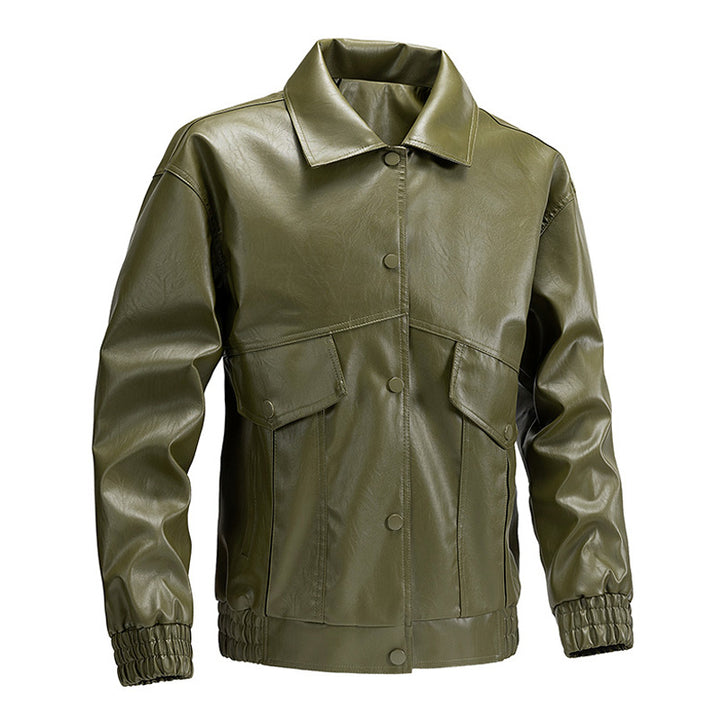 Trendy leather jacket for men with practical pockets and elastic cuffs Lune London