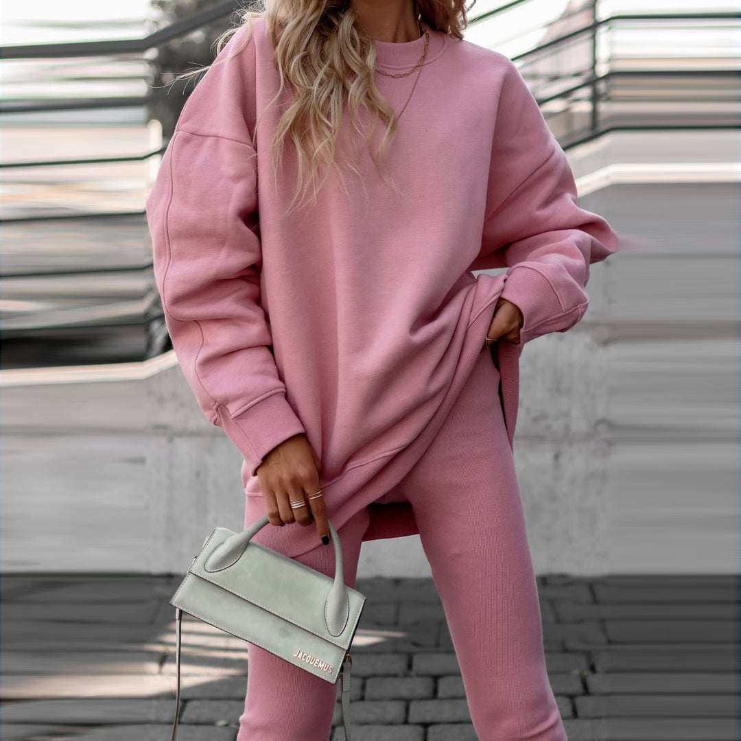 Sweatshirt décontracté pour femmes avec épaules tombantes et doublure douce Chic & Stil