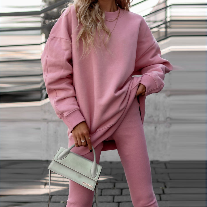 Sweatshirt décontracté pour femmes avec épaules tombantes et doublure douce Chic & Stil