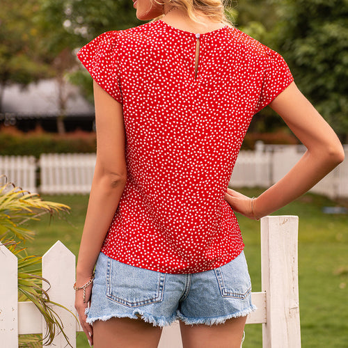 Elegant women top with ruffled sleeves and heart pattern Lune London
