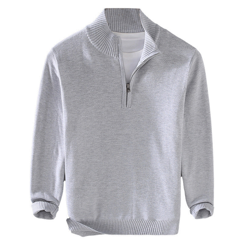 Comfortable men's sweater with modern high collar and discreet zip opening Lune London