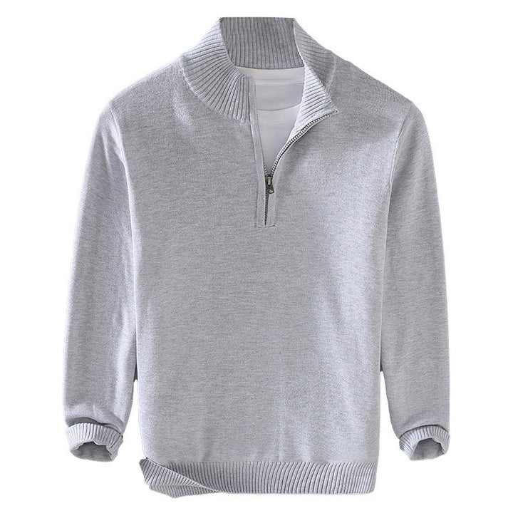 Comfortable men's sweater with modern high collar and discreet zip opening Lune London