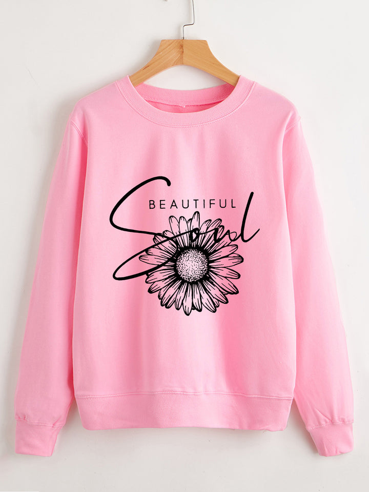 Sweatshirt femme avec motif floral et lettrage inspirant Chic & Stil