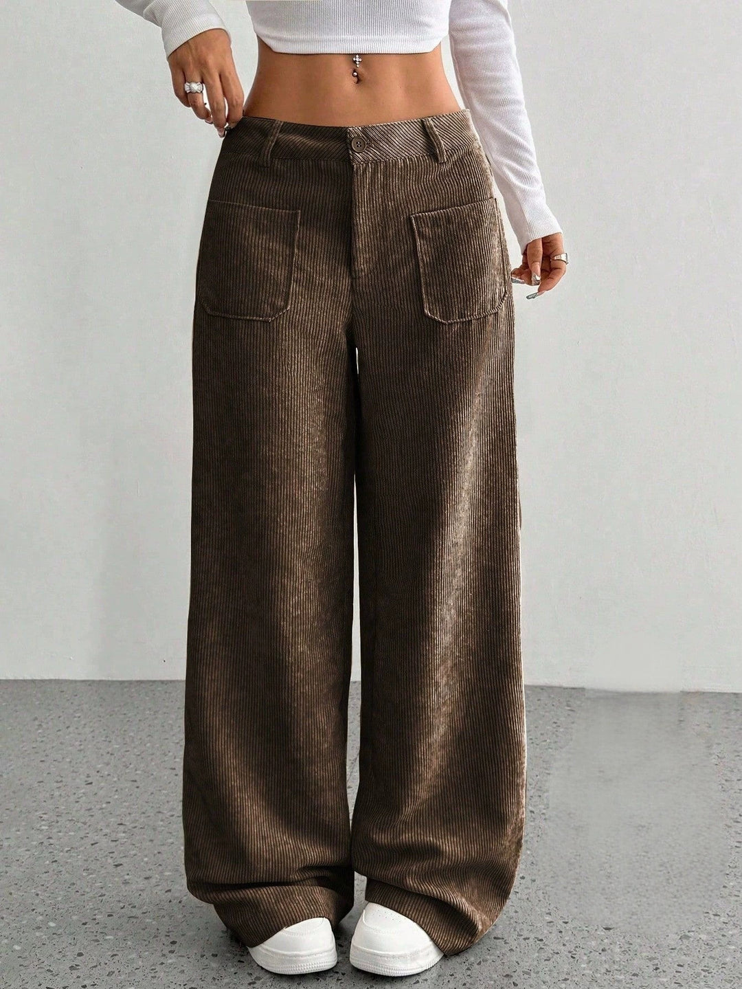 Wide corduroy pants for women with pockets Lune London