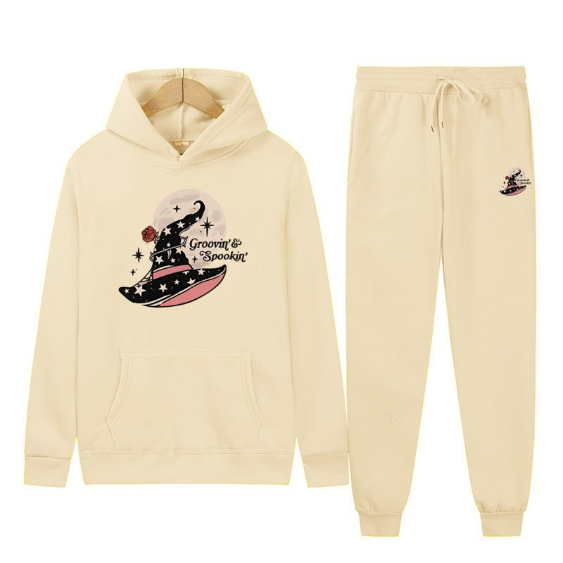 Women's Hooded Sweatshirt and Jogging Pants Set with Cool Halloween Design Chic & Stil