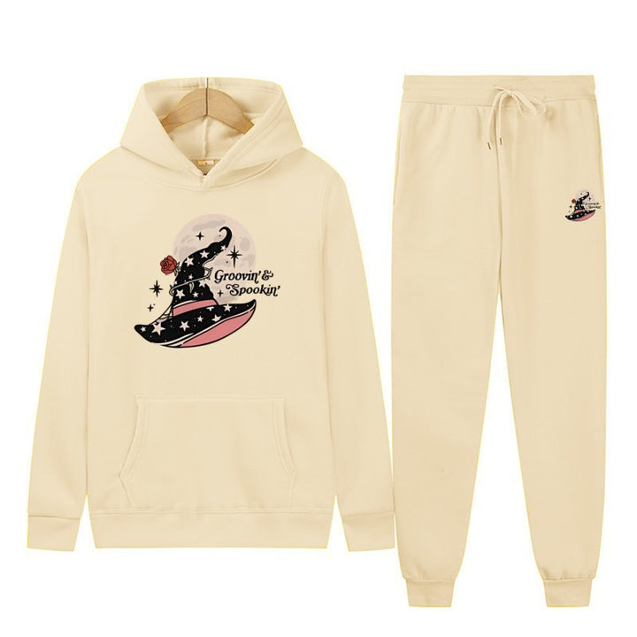 Women's Hooded Sweatshirt and Jogging Pants Set with Cool Halloween Design Chic & Stil