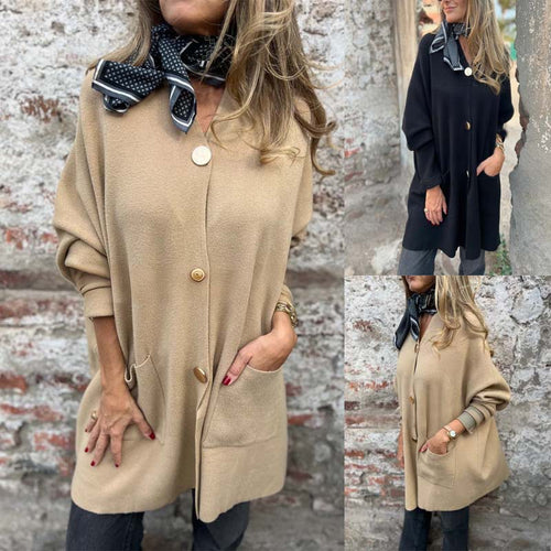 Ladies Fashionable Cardigan with Practical Pockets and Button Closure Lune London