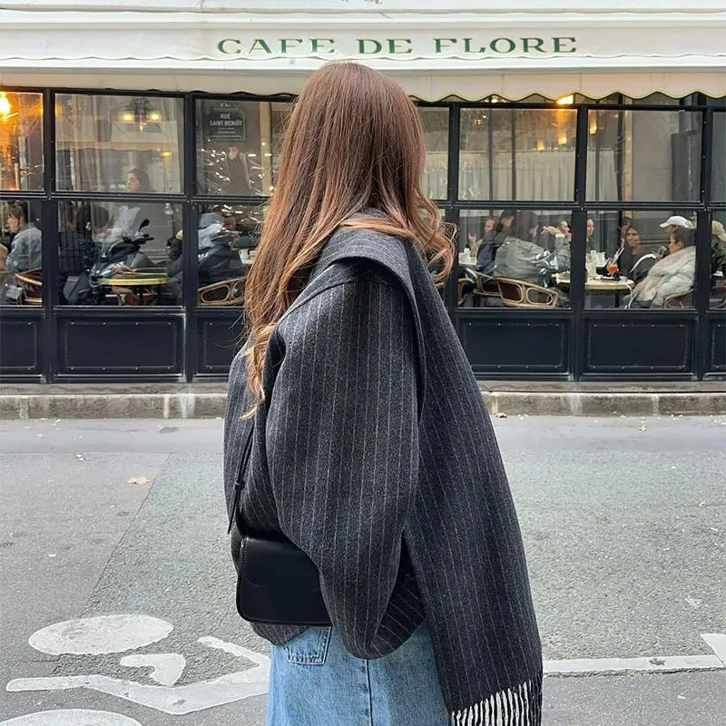 Oversized jacket for women with fringe details Lune London