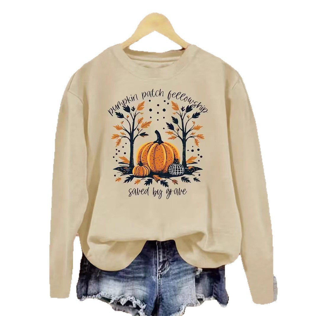 Sweat-shirt pour femmes avec design de citrouille d'automne et coupe décontractée Chic & Stil