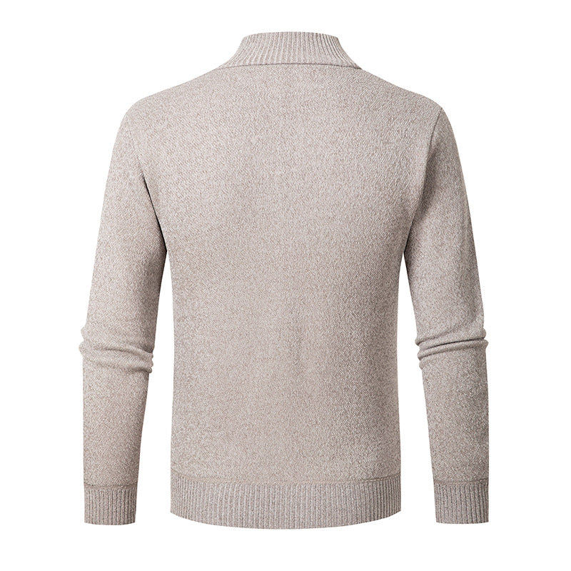 Stylish knitted sweater for men with high collar and zipper Lune London