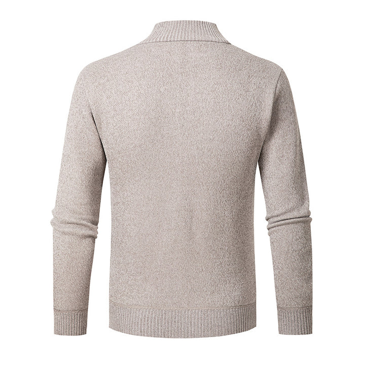 Stylish knitted sweater for men with high collar and zipper Lune London