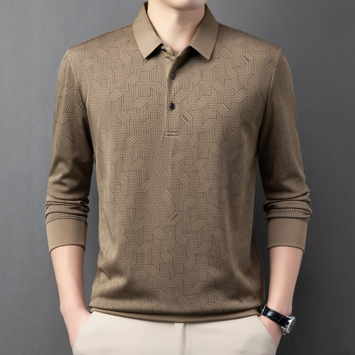 Long sleeve polo shirt for men fashionable with a textured design and breathable properties Lune London