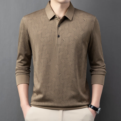 Long sleeve polo shirt for men fashionable with a textured design and breathable properties Lune London