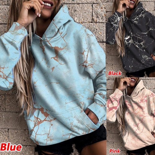 Women's hoodie with stylish marble pattern Lune London