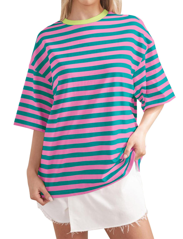Casual oversized T-shirt for women with wide stripes Lune London