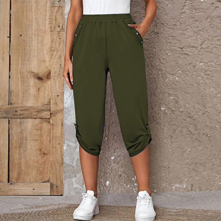 Comfortable culotte pants for ladies with decorative button details Lune London