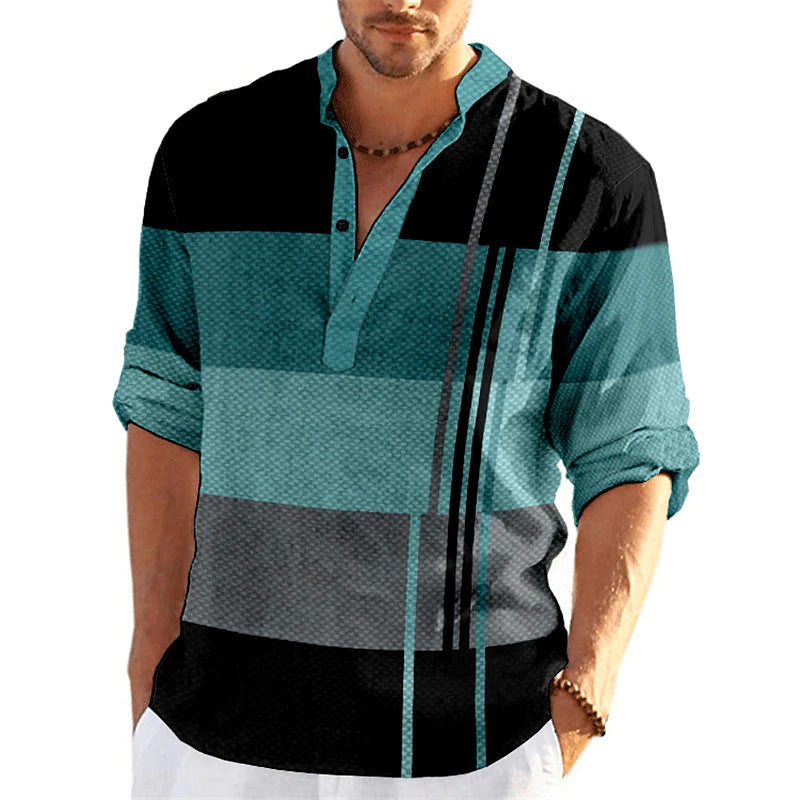Lune London Casual Striped Popover Shirt for Men