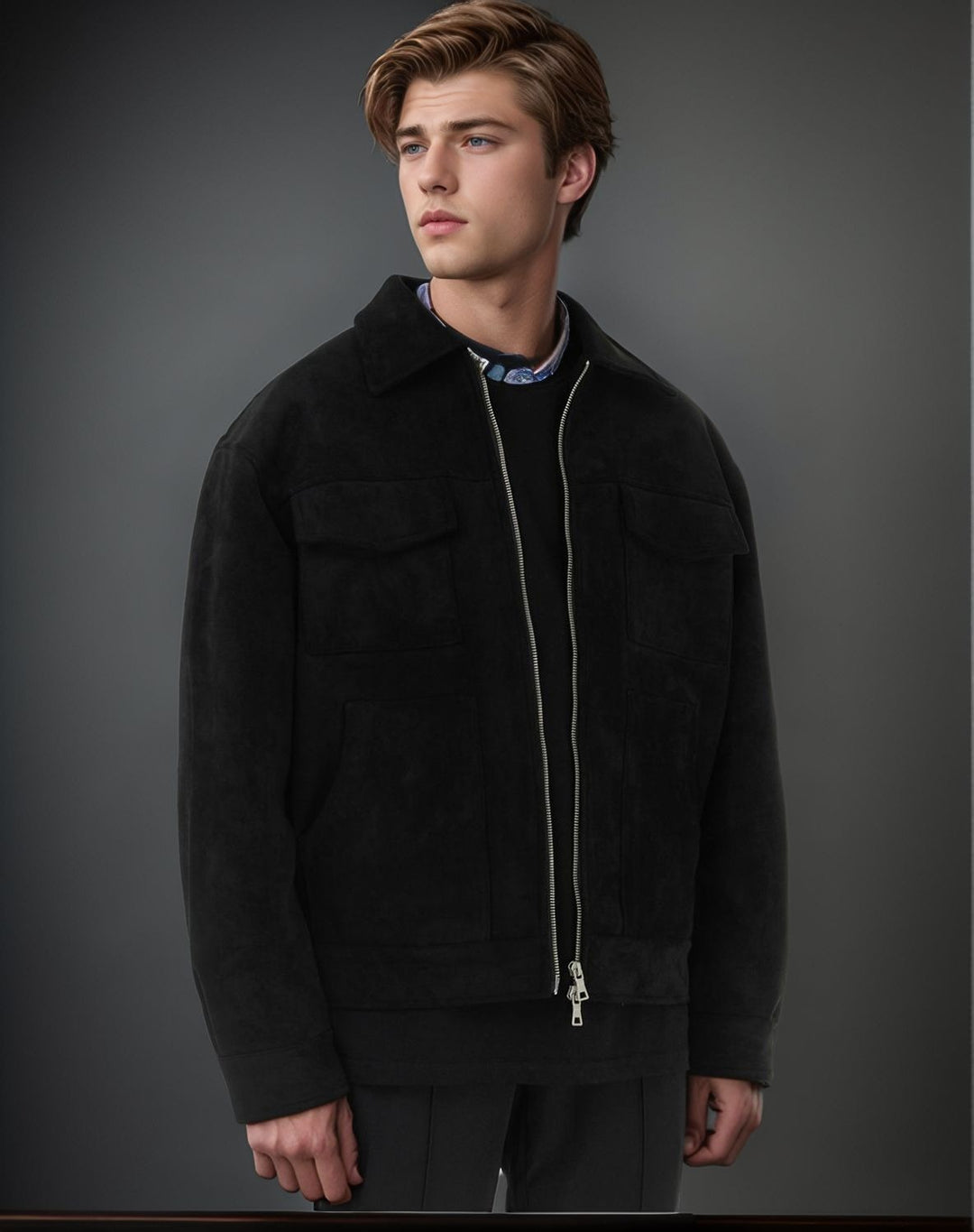 Trendy jacket for men with practical patch pockets and zipper Lune London