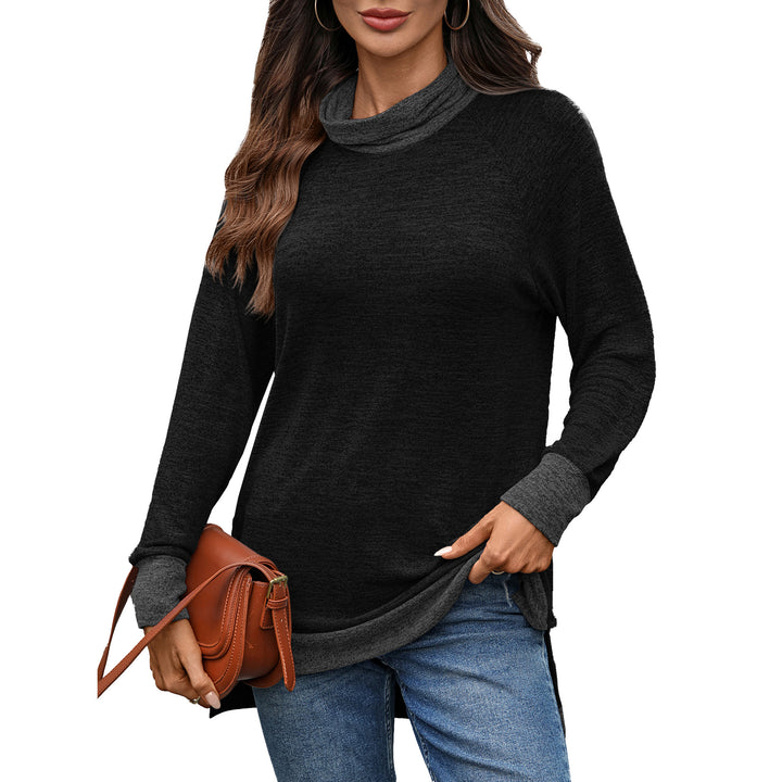 Casual sweater for women with high collar and side slits Lune London