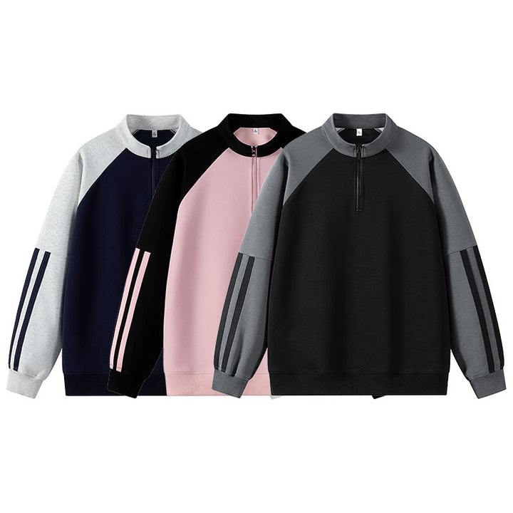 Lune London women's sweatshirt with high collar and half-zip closure