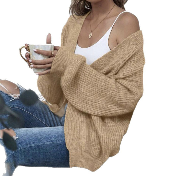 Ladies Large knitted cardigan with voluminous sleeves and an elegant chic structure