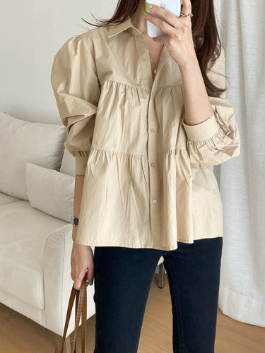 Lune London Women's Elegant Layered Button-Up Blouse